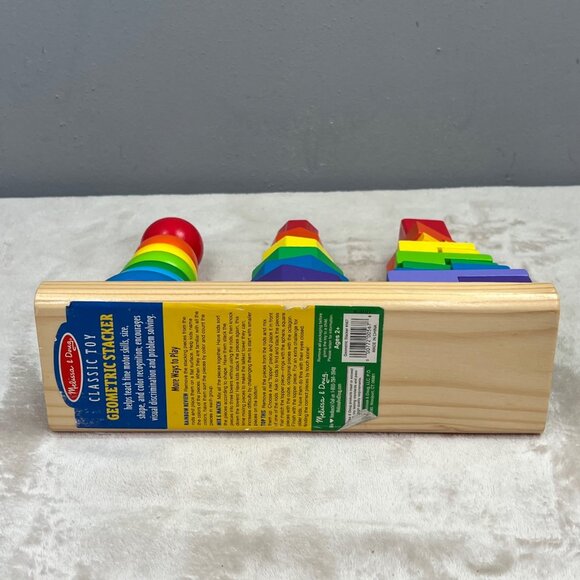 Melissa & Doug Geometric Stacker Wood Rainbow Stacking Shapes 2019 Missing 1 Pc - Picture 6 of 9